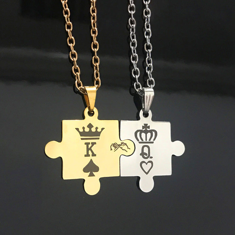 RoyalBond™ Stainless Steel King & Queen Couple Necklace
